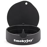 Ashtray with Lid for Outside Patio, Windproof Ash tray with Poker, Silicone Smokeless Ashtray for Outdoor Home Office Tabletop Patio Outdoor Balcony, Black