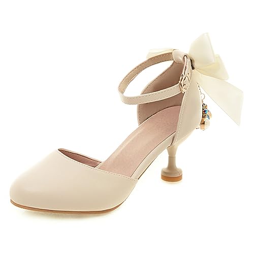 Sandales femme talons aiguilles sans douleur bout rond fermé mariage beige Lizoleor