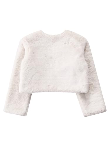 Kids Girls Faux Fur Bolero Shrugs Winter Sweater Shawl Wrap Outwear Cover Up Tops for Wedding Prom Party Dress4
