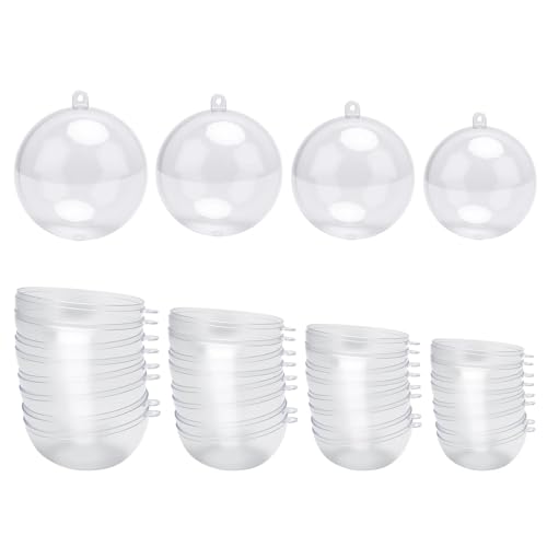 WOKICOR 20 bolas de plástico transparentes de 5 cm, 6 cm, 7 cm, 8 cm, bolas de Navidad, bolas de plástico para rellenar (5, 6, 7 8 cm)