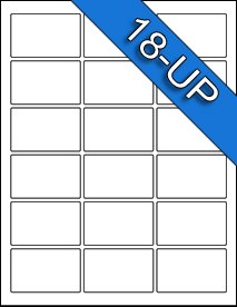 18 Up 2-1/2" X 1-9/16" 2.5 X 1.563 White Matte Adhesive Stickers - 5 Sheets #TOP20