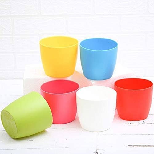 EaglesFord Plastic Jasmine Planter Flower Pots with Tray for Home (White, 10inch) Set of 4