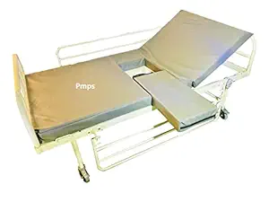 P.M.P.S.Semi Fowler Inbuilt Sliding Commode Hole Bed Rails & Wheels for Bed Ridden Patient Self Installation-Size76L x36W x18H inches (Assorted Mattress Color) (Electric Bed - 76Lx36Wx18H)