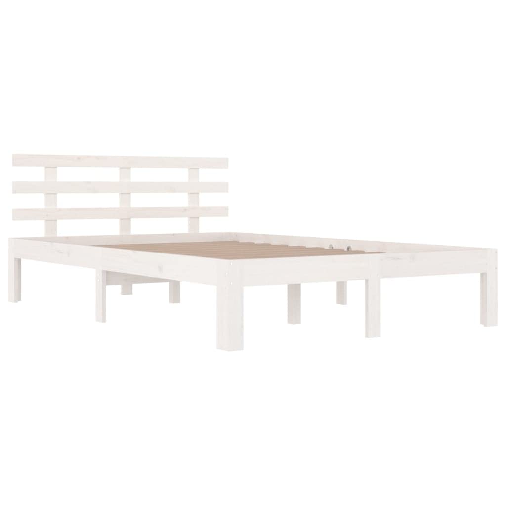 lite drewno sosnowe z zagłówkiem nowoczesny styl pojedyncza 120x200cm biały | Rama łóżka biała lite drewno sosnowe 120x200 cm z zagłówkiem do sypialni