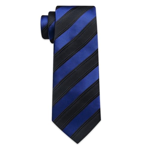 Image of YourTies Striped Ties for Men Classic Woven Silk Necktie with Handkerchief Cufflinks Set Formal Business Party Wedding