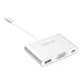 Produktbild USB C auf VGA Adapter, ARKTEK 3 in 1 USB Typ C zu VGA / USB3.0 / USB-C Buchse Multiport Adapter Lade und Videokonverter für neues MacBook ChromeBook Samsung Galaxy Pixel HDTV (Silber)