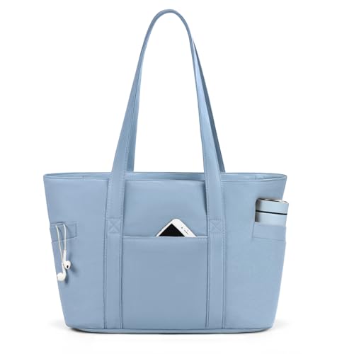 Image of CTWWFS Large Tote Bag for Women with Zipper, Nylon Lightweight Work Tote with 15.6 inch Laptop Sleeve, Nurse Bag for Work College