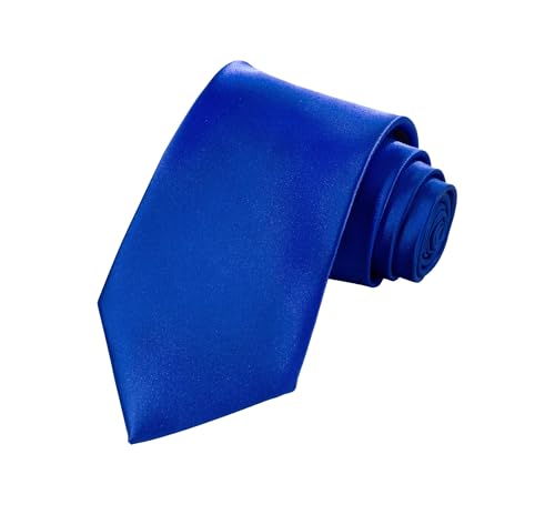 Tie G U Style Solid color Neck tie.Pocket Square,Gift Box set. (Royal Blue)