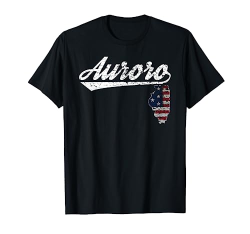 Camiseta retro Aurora Illinois USA Flag Camiseta