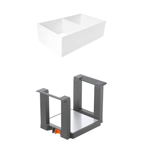 Blum Bundle AMBIA-LINE Schubladen-Organizer aus pulverbeschichtetem Stahl | 37×22×11 cm | Seidenweiß + AMBIA-LINE Tellerhalter | für bis zu 12 Tellern | rutschfest & robust | Oriongrau