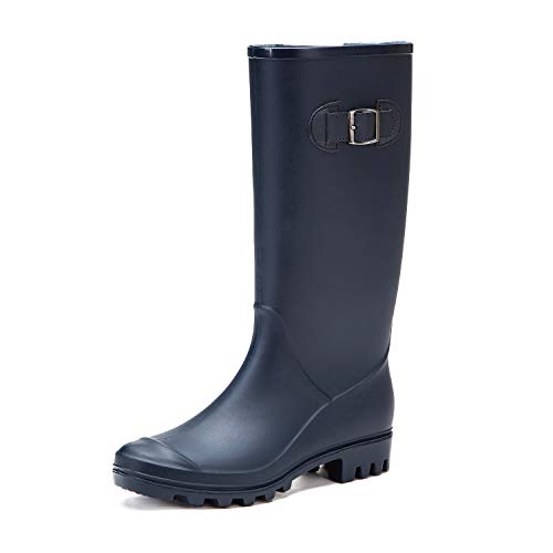 DKSUKO Rain Boots for Women Waterproof Elastic Wellington Boots (9 B (M) US