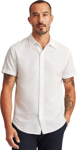 Bonobos - Mens Riviera Point Collar Button Down Woven Shirt, Color Seersucker Dot - Blue, Size: Small x Regular