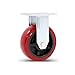Czerwone kółka skrętne, kółka do dużych obciążeń, kółka meblowe z poliuretanu, rolki przemysłowe, rdzeń z poliuretanu, łożyska 6202, wysokie obciążenie, antypoślizgowe, 1 szt., do dużych mebli, wózków (6", heban)