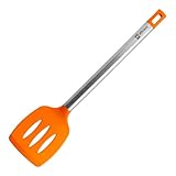 BRA Efficient Espátula de Cocina, Acero INOX, Nailon y Silicona, Naranja, 36.5 cm