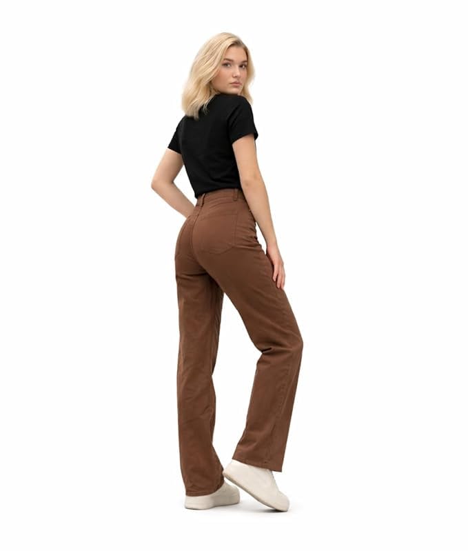 dwiden Women Brown Baggy Jeans | High Waist Loose Fit | Wide Leg Denim Pants | Coffee Brown | Casual Wear | Relaxed Trousers | Trendy Style | Sizes S, M, L, XL, XXL-picture-48