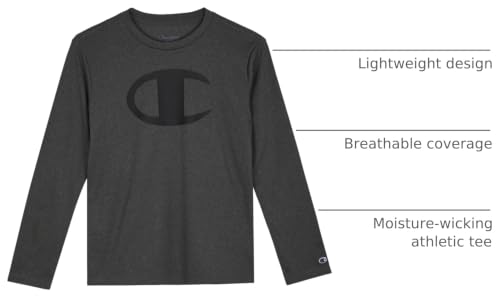 Champion Boys Athletic Crewneck Long Sleeve T-Shirt Charcoal Heather - image 3