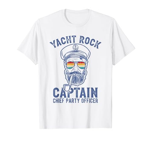 Yacht Rock Captain Pontoon Boat Party Sailor Boating T-Shirt, Men, White, Large