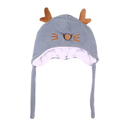 Cotton Infant Ear Flap Hat for Boys and Girls Thick Winter Toddler Hat Adorable Antler Design for Cold Weather Blue