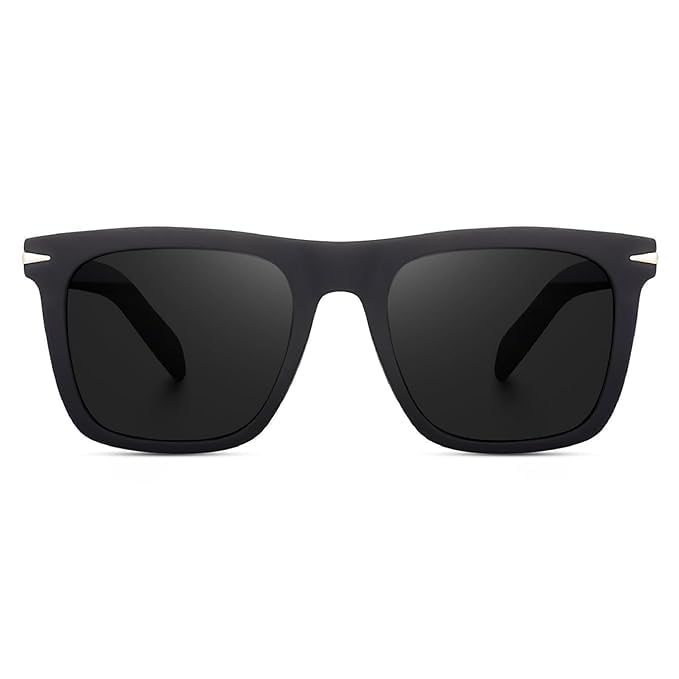 Image of Men's Square Sunglasses - Full-Rim, Durable Build, Unisex Style, Non-Polarized, Classic Black