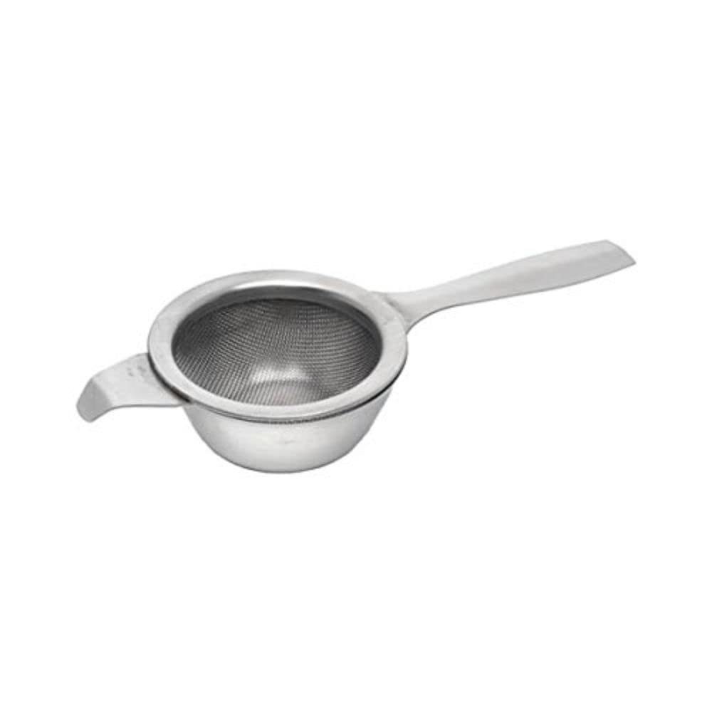 Genware NEV-11109 Tea Strainer And Bowl, Stainless Steel, 2"Wide, 5.1/2" Long