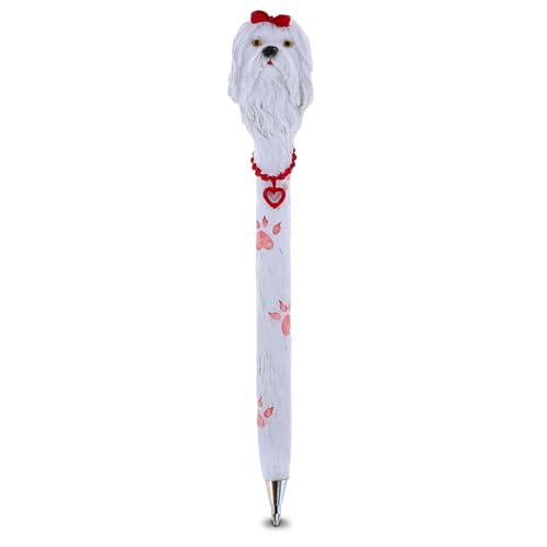 Planet Pens Dog Novelty Pen - Cute, Fun and Unique Kid and Adult Office Supplies Ballpoint Pen, Colorful Dog Writing Instrument for School and Office - Maltese
