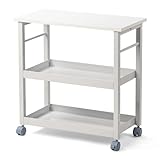 サンワダイレクト サイドワゴン 幅60×奥行30×高さ61cm 耐荷重35kg 3段 可変棚 フチ付き A4ファイル対応 キャスター付き デスク下 パソコンラック ホワイト 100-DESKF066W
