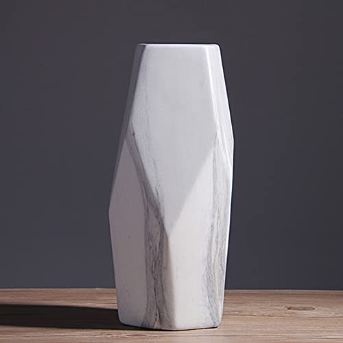 Tauzveok Pampasgras con Jarrón, Jarrón Decorativo De Cerámica, Textura De Mármol Detalles De Oro Detalles Jarrón Decorativo para Boda O Sala De Estar,Marble,15 * 31.7cm