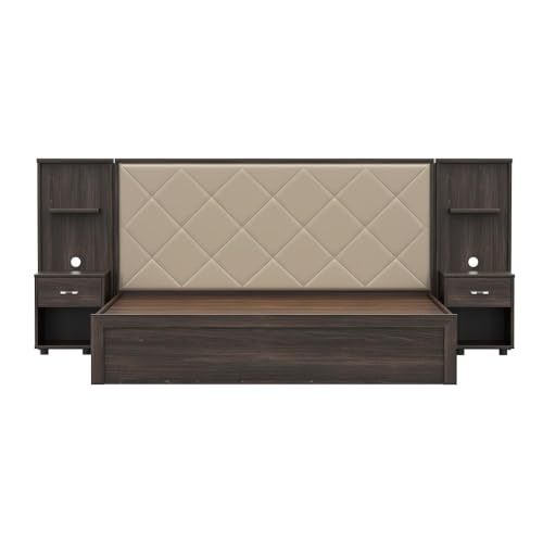 Image of Wakefit Bed | 3 Yr Warranty | King Size Bed, Hydraulic Storage,Beige Fabric Cushioned Upholstery Headboard,Density:680-750kg /m,Termite & Borer Resistant,Fits Mattresses Up to 8 inches(Noctis78x72-WM)