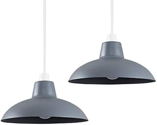 MiniSun Pair of Retro Style Dark Grey Metal Easy Fit Ceiling Pendant Light Shades