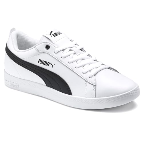 PUMA Womens Smash V2 Leather Lace Up Sneakers Shoes Casual - Black, White - Size 10 M3