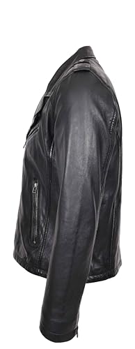 Chaqueta Biker de Cuero Negro para Hombre miniatura 5