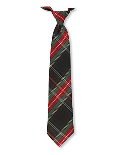 Cookie's Adjustable Banded Necktie with Clip - black/red/white/gold *plaid