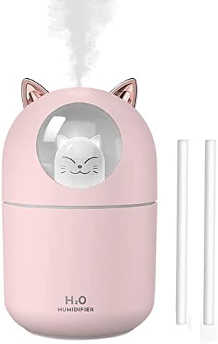 Carrie Joe Cat Humidifier Cool Mist Humidifiers - Humidifiers for Bedroom 300 ml Mini Humidifier for Car Desk Office (Pink)