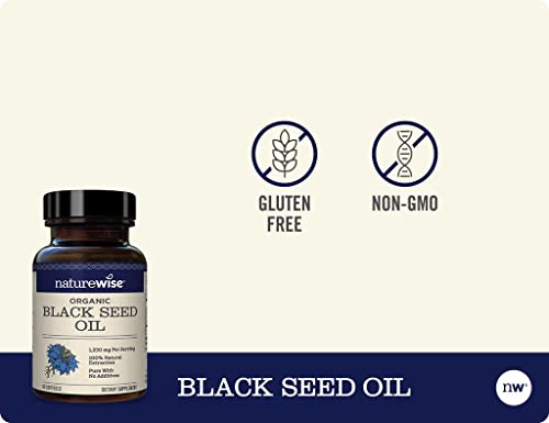 Naturewise Black Seed Oil - 1250Mg Per Serving, 100% Natural Extraction Pure With No Additives, Super Antioxidant Formula For A Healthy Response (1 Month Supply), 60 Count #TOP6