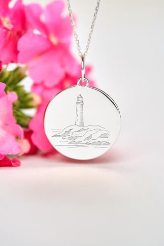 Collier pendentif pièce phare LKBEADS idée cadeau argent unisexe - 2