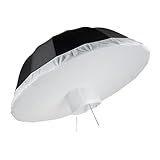 Walimex pro Parabol Reflexschirm schwarz/silberfarben Ø 129 cm + Diffusor – Lichtformer Set für Fotografie und Videografie