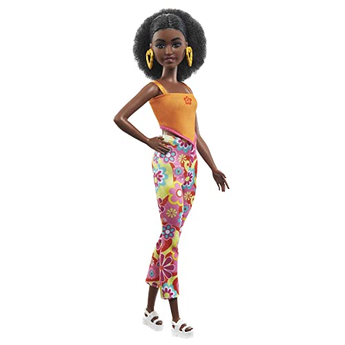 Barbie Fashionistas Doll #198 With Petite Body, Curly Black Hair, Retro Floral Clothes & Accessories #TOP5