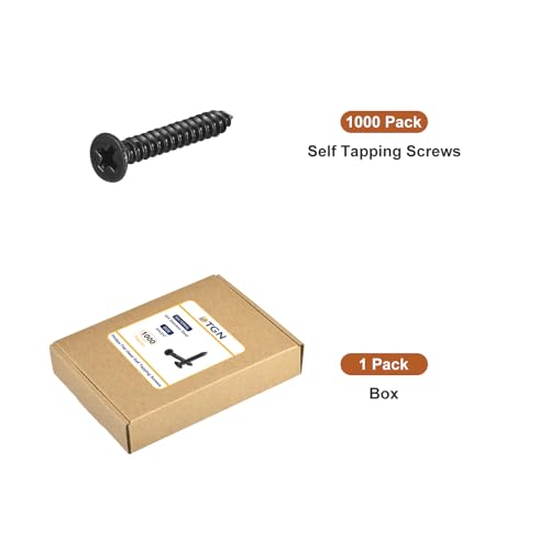 Image of DTGN 1000Pcs #4x3 /4 inch Flat Head Wood Screws, 304 Stainless Steel Phillips Self Tapping Screws - Good for Woodworking, Furniture - Black