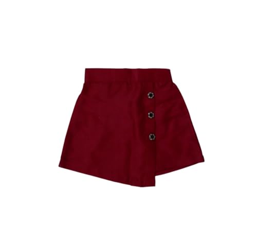 Image of ANNECA Baby Girls Polka Dot Tie-Shoulder Crop Top with Maroon Button-Detail Skirt Set, 2 Pieces
