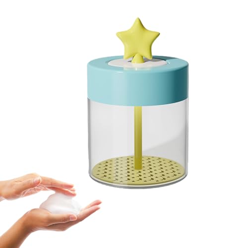 TVETE 洗顔泡立て器 洗顔 あわだて器 石鹸 手動 プッシュタイプ 多孔質通気性圧力ケーキ 素早く泡立つ ふんわりバブル 握りやすく 大容量 濃密泡 顔 風呂 シャンプー シャワー 用 多用途 スキンケア泡立て器 かわいい星 (ブルー)