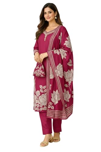 Image of FABNEX Kurta Set for Women | Stylish Cotton Printed Kurti Pant Set | Indo-Western Casual & Festive Kurta Set for Women (K-229-30)