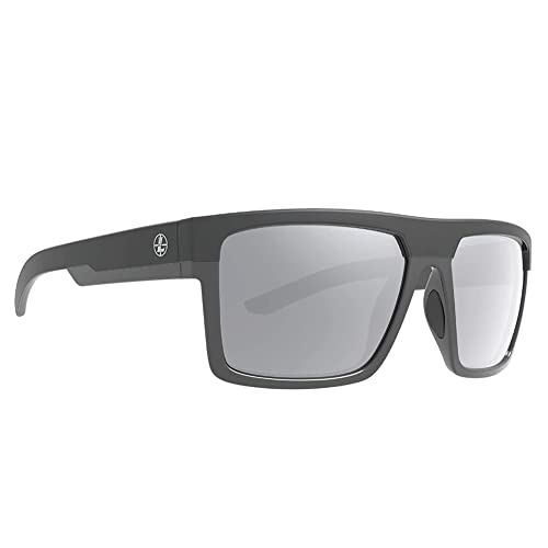 Leupold Becnara Sunglasses, Matte Black/Gloss Black Frame, Square Shadow Gray Flash Lens, 1791022