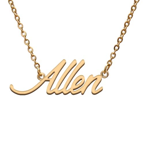 GR859C Allen Name Tag Necklaces for Her His Friends Familys Relationship Memory Jewelry Gift