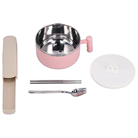 ZheHanWUFB Stainless Steel Lunch Box, Food Storage Container, Stainless Steel Bowl with Lid, Multi-Purpose for Easy Storage, Suitable for Bento, Picnics, Storage, Storage Etc., Pink Cover