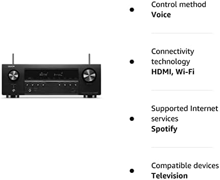 Denon AVR-S660H AV Receiver 8K 5.2ch, Home Cinema Amplifier, Alexa Compatible, Dolby DTS-HD, Bluetooth, AirPlay 2, Radio, and HEOS Built-in Multiroom Audio - Black