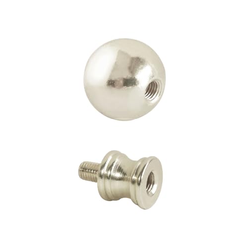 Image of GY & CK Convertible Metal Ball Lamp Finials Lamp Decoration Topper Finial and Finial base set, nickel, 2 pack