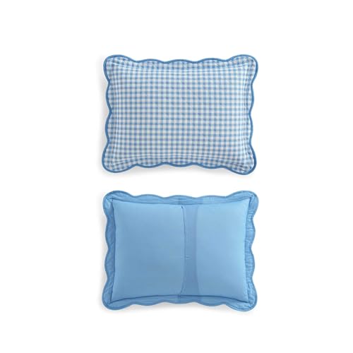 Image of Martha Stewart - Queen Quilt Set, 100% Soft & Breathable Bedding with a Lightweight Feel for Year Round Comfort, 3 Piece Bed Set with Matching Pillowcases (Olivia Gingham Blue)