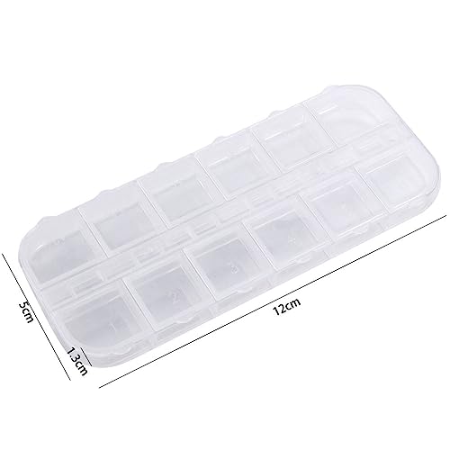 Image of Pokinge 12 Grid Clear Plastic Jewelry Box Organizer 5Pcs Clear Bead Storage Box for Jewelry, Nails, Art DIY, Craft Storage, Glitters Collection