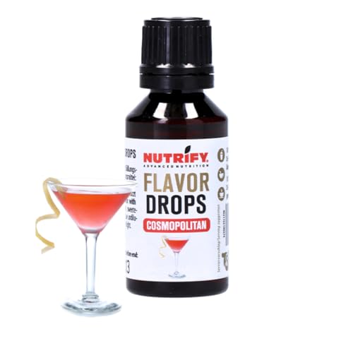 NUTRIFY Flavor Drops Cosmopolitan - Gotas aromáticas sin calorías, más sabor en alimentos y bebidas, sin azúcar, sin grasa, vegano, sin colorantes artificiales, aroma cosmopolitan