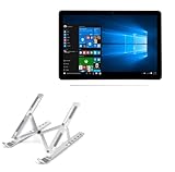 BoxWave Stand and Mount Compatible with Chuwi SurBook mini - Compact QuickSwitch Stand, Portable Multi Angle Viewing Foldable Riser - Metallic Silver